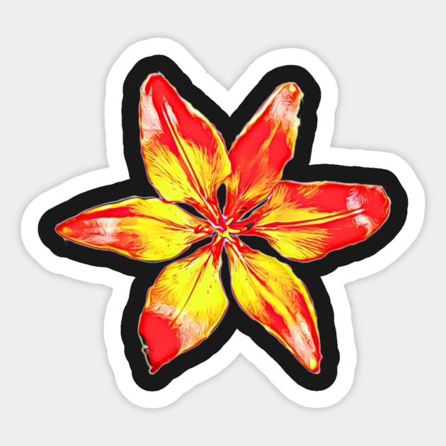 Orange Tiger Lily Watercolor Style Tiled Pattern Sticker by BubbleMench